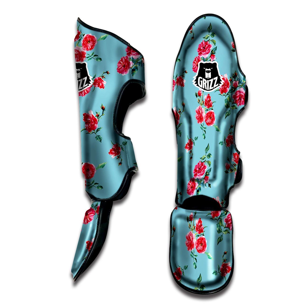 Flower Roses Floral Print Pattern Muay Thai Shin Guards-grizzshop