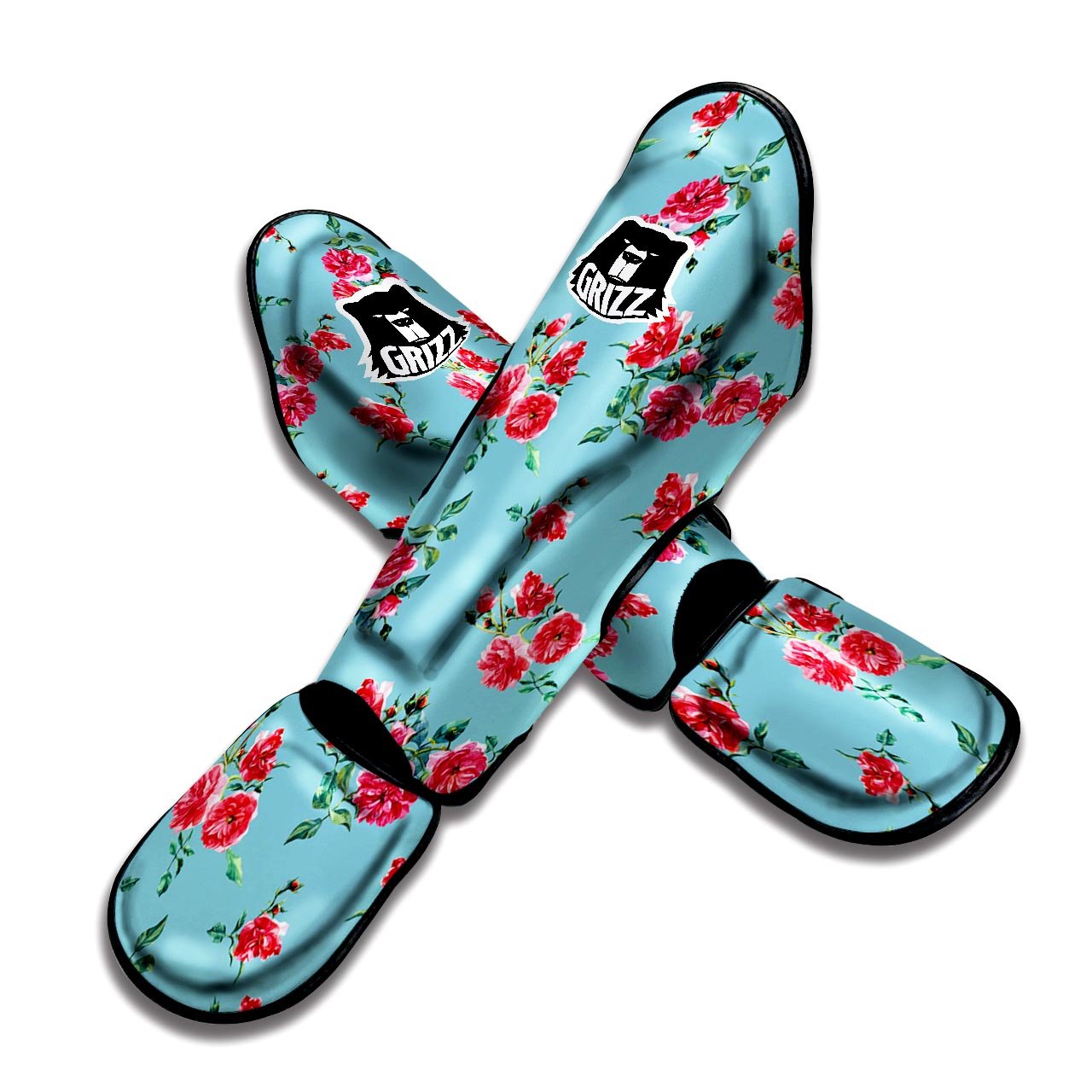 Flower Roses Floral Print Pattern Muay Thai Shin Guards-grizzshop