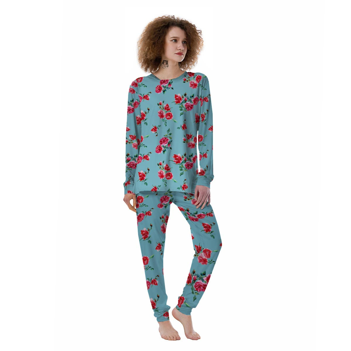 Flower Roses Floral Print Pattern Women's Pajamas-grizzshop