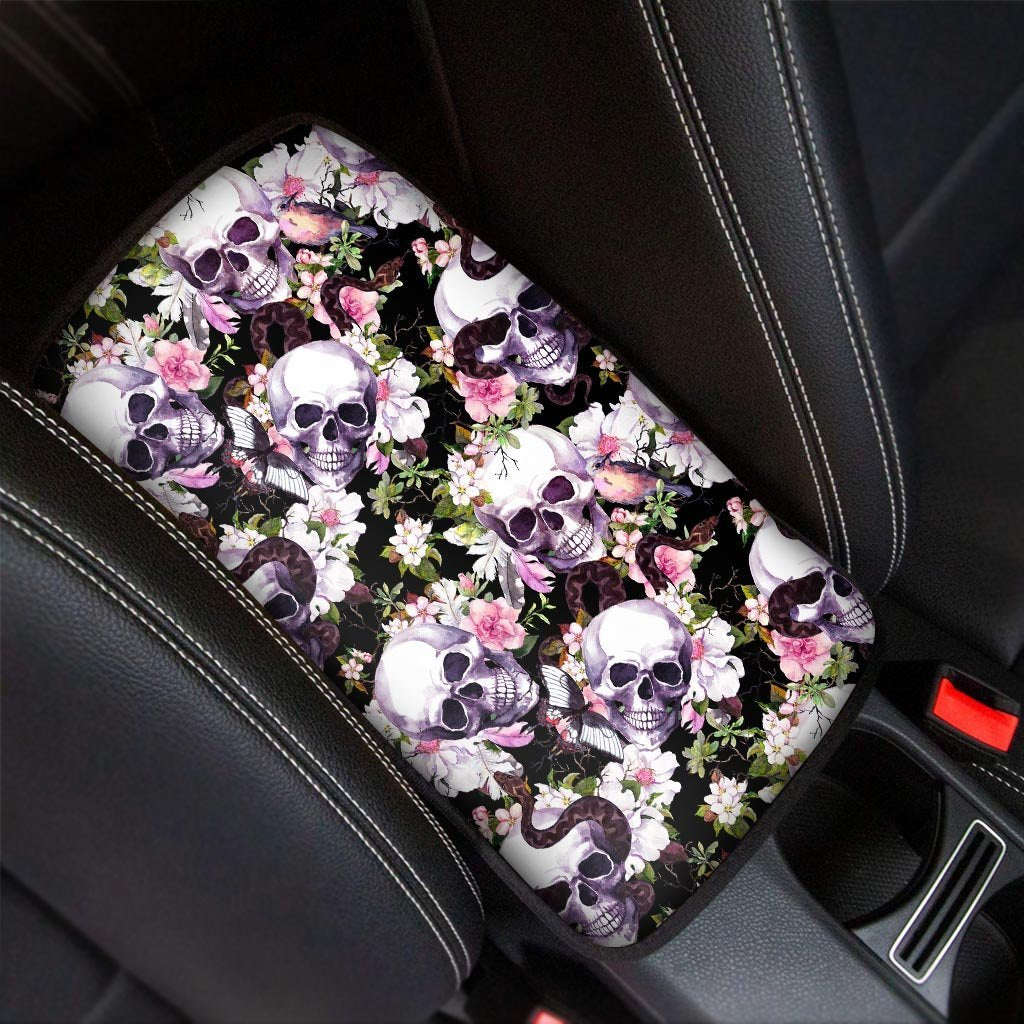 Flower Skull Car Console Cover-grizzshop