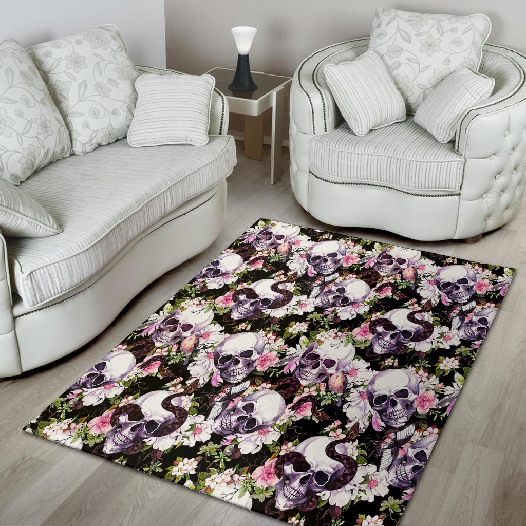 Flower Skull Floor Mat-grizzshop