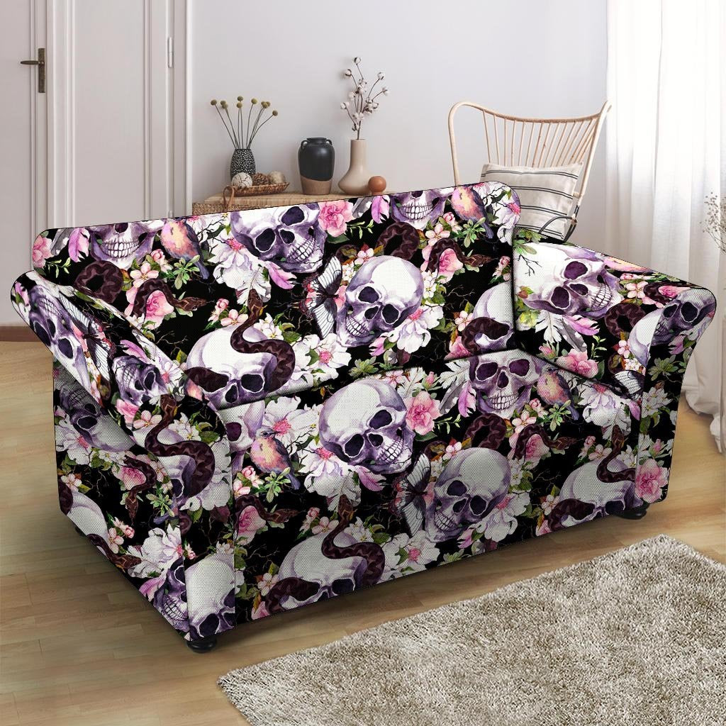 Flower Skull Loveseat Cover-grizzshop