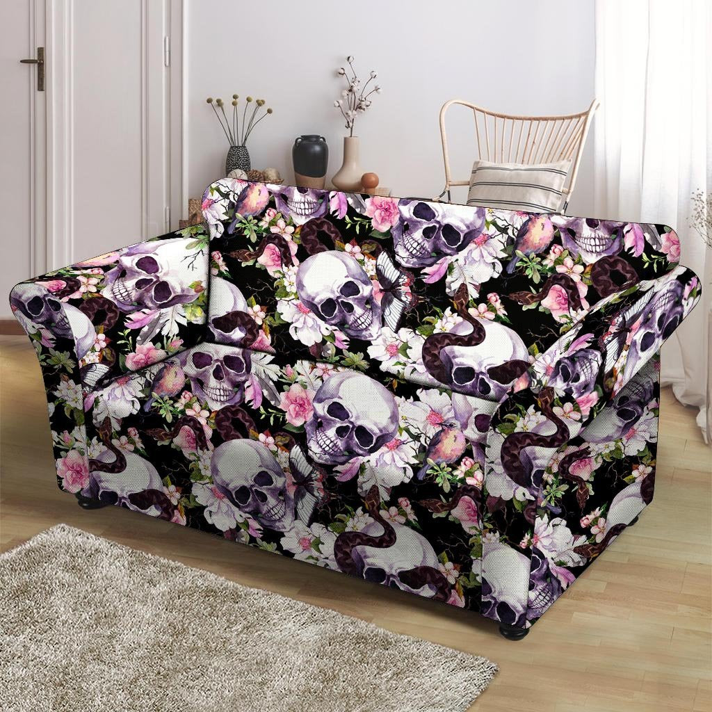 Flower Skull Loveseat Cover-grizzshop