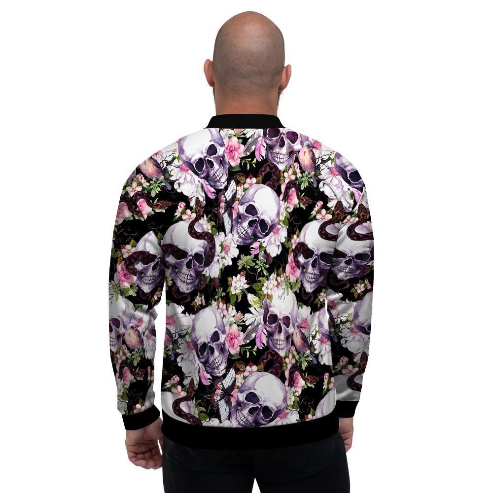 Flower Skull Men's Bomber Jacket-grizzshop