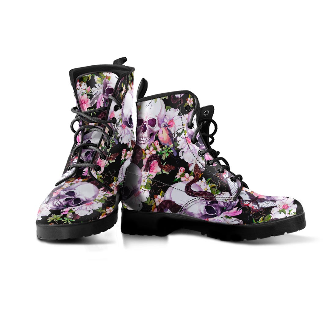 Flower Skull Men's Boots-grizzshop