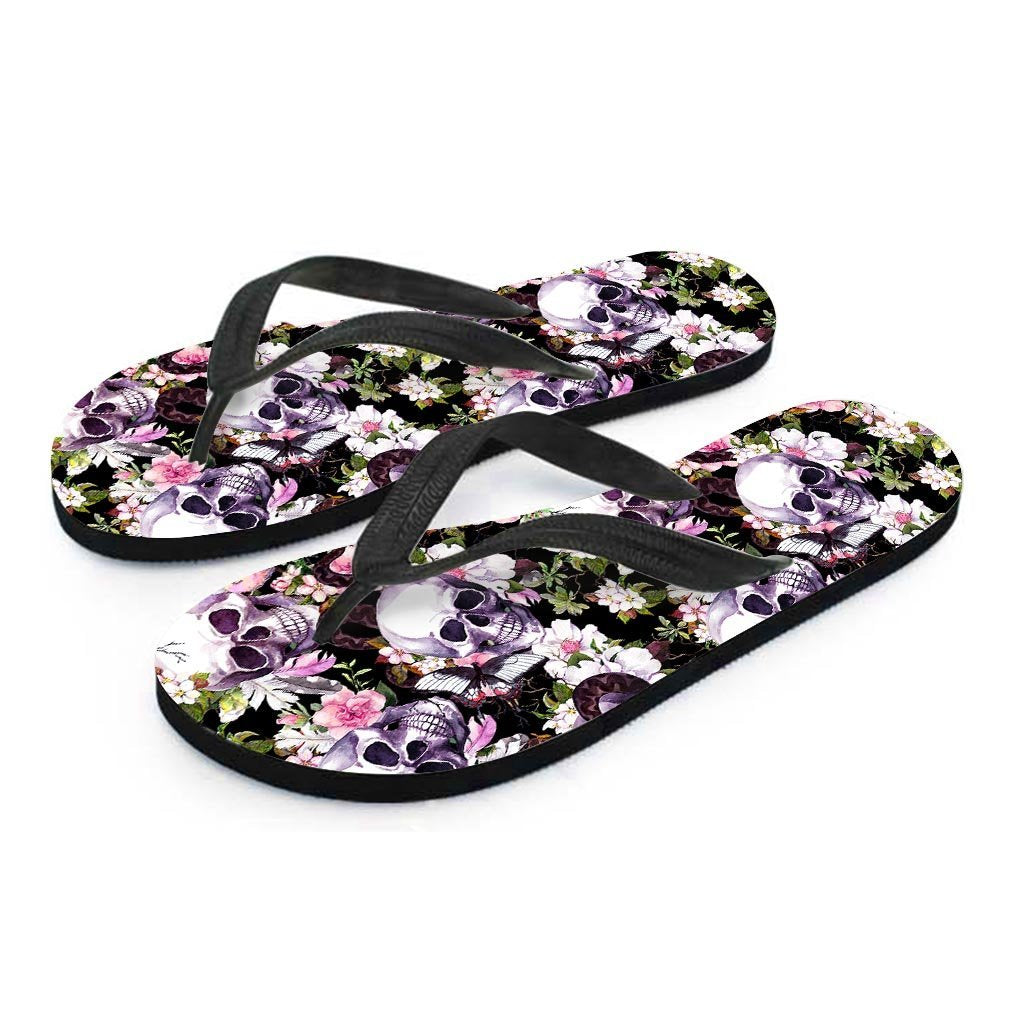 Flower Skull Men's Flip Flops-grizzshop