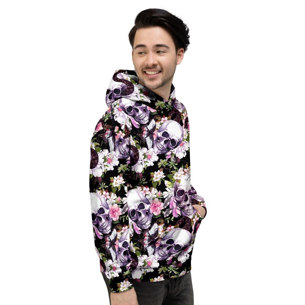 Flower Skull Men's Hoodie-grizzshop