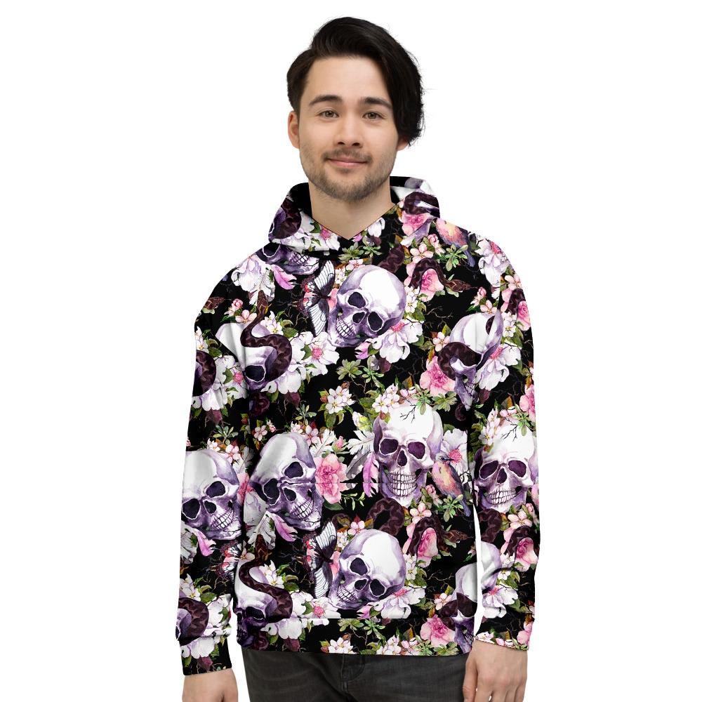 Flower Skull Men's Hoodie-grizzshop