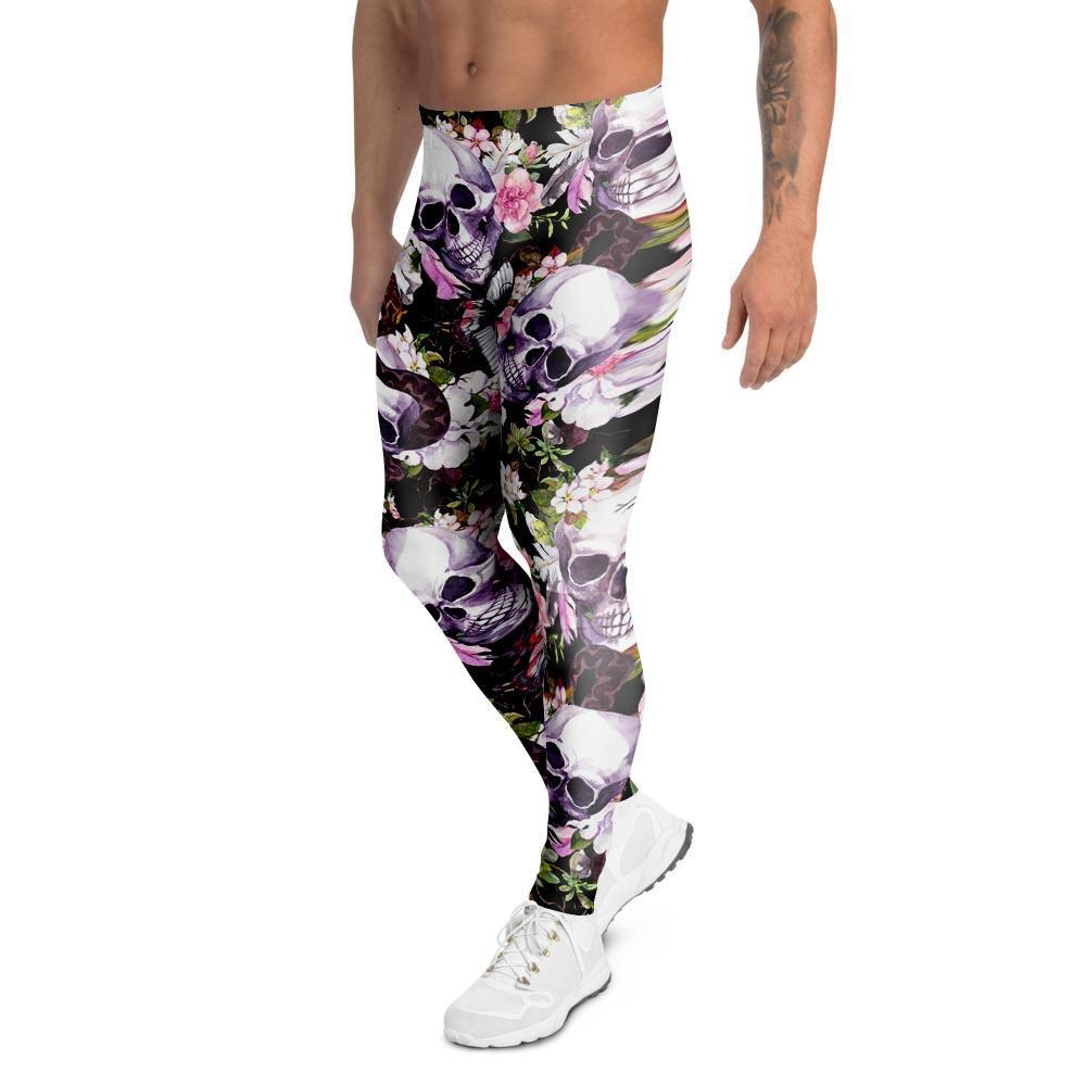 Flower Skull Men's Leggings-grizzshop