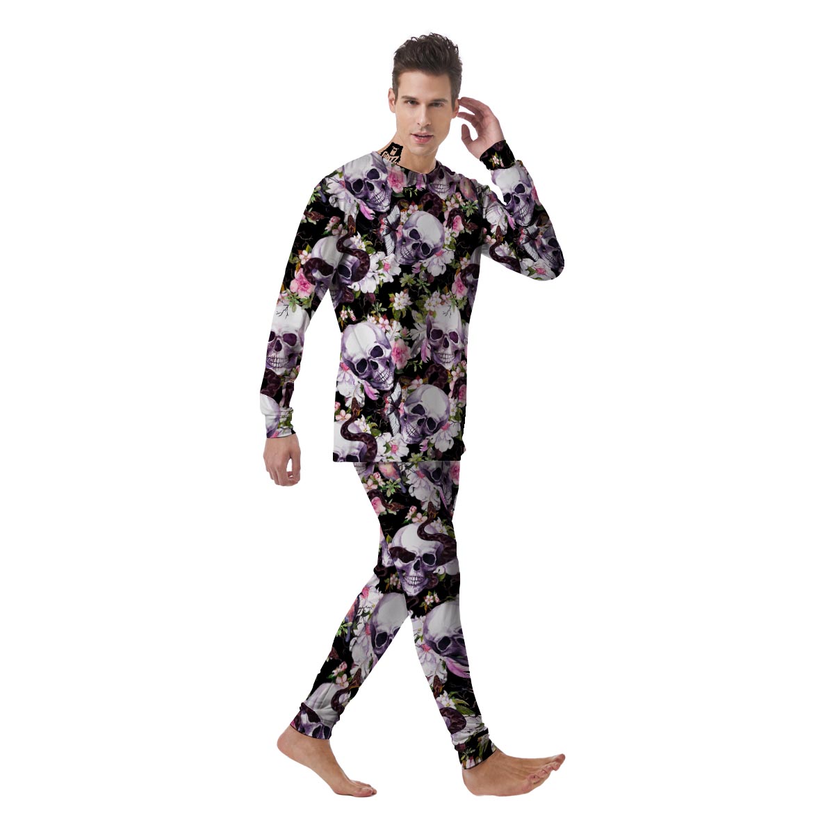 Flower Skull Men's Pajamas-grizzshop