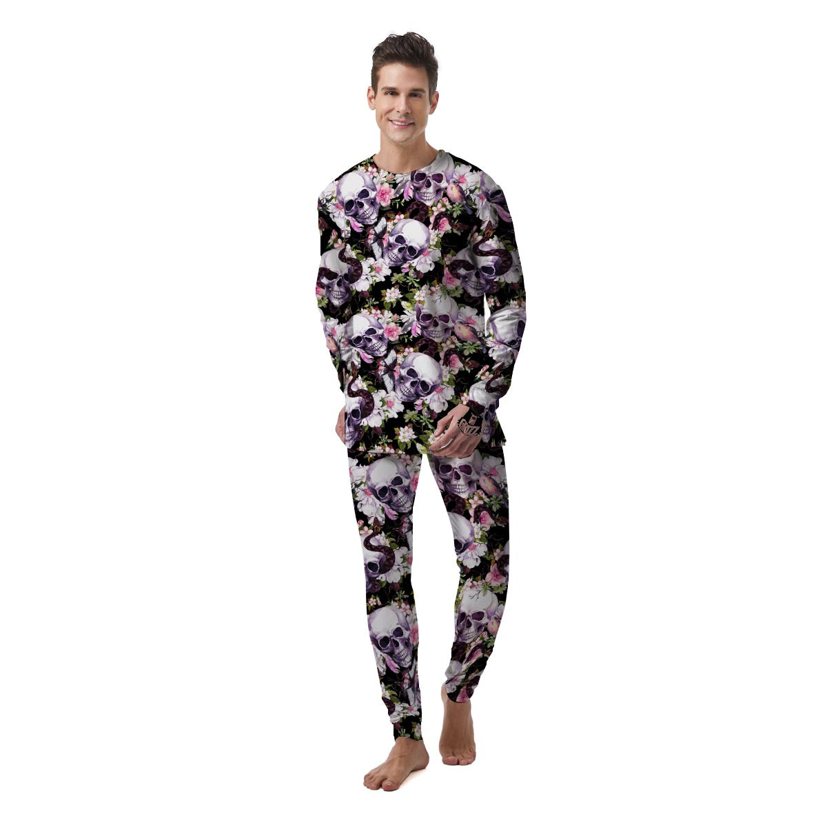 Flower Skull Men's Pajamas-grizzshop