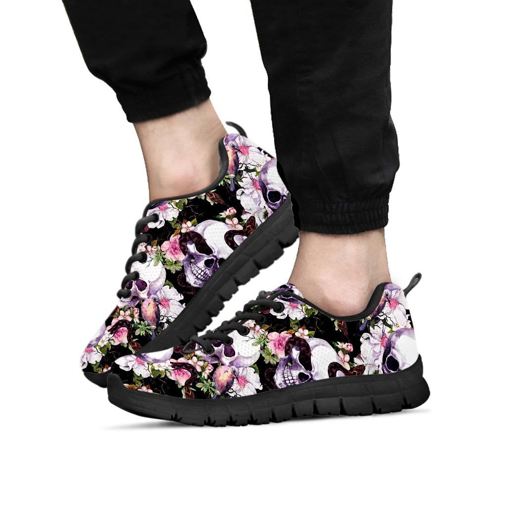 Flower Skull Men's Sneakers-grizzshop