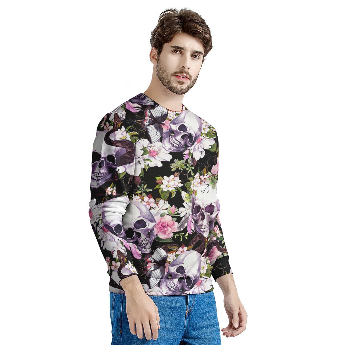 Flower Skull Men's Sweatshirt-grizzshop