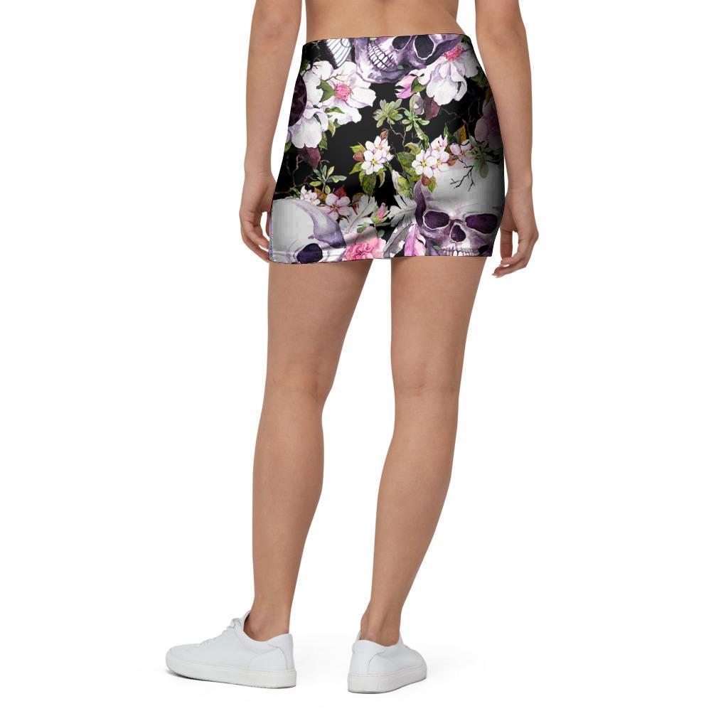 Flower Skull Mini Skirt-grizzshop