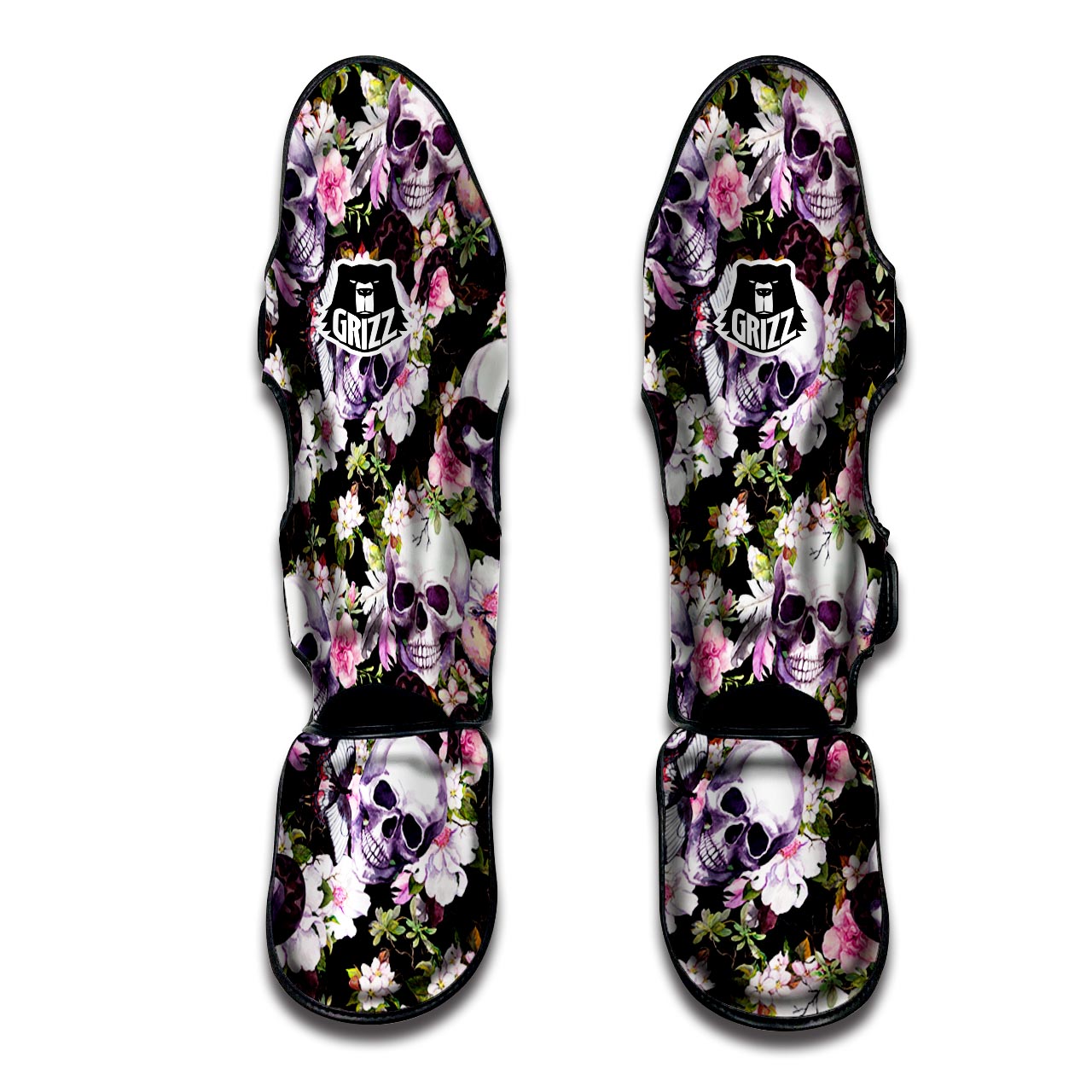 Flower Skull Muay Thai Shin Guard-grizzshop