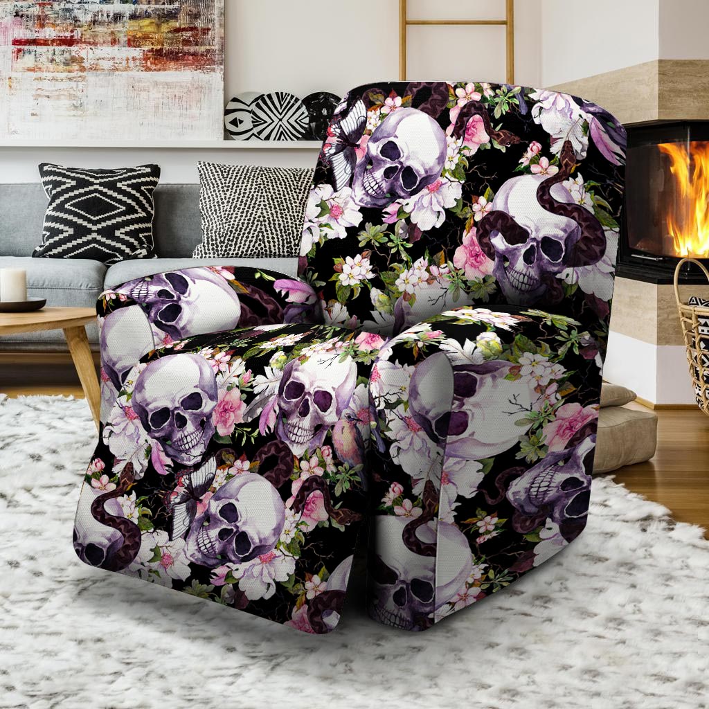 Flower Skull Recliner Cover-grizzshop