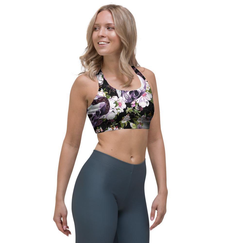 Flower Skull Sports Bra-grizzshop