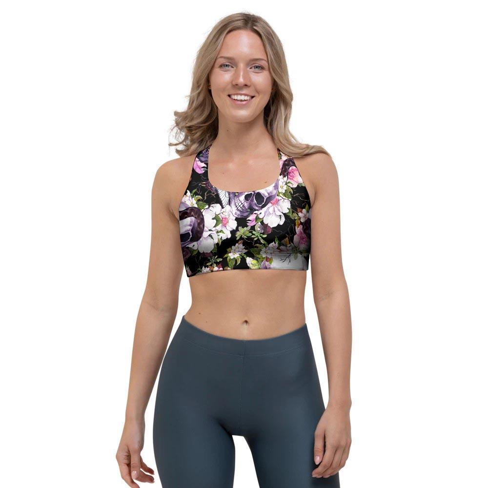 Flower Skull Sports Bra-grizzshop