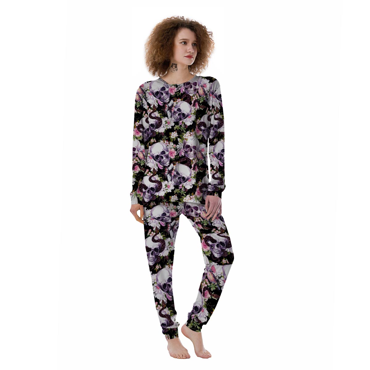 Flower Skull Women's Pajamas-grizzshop