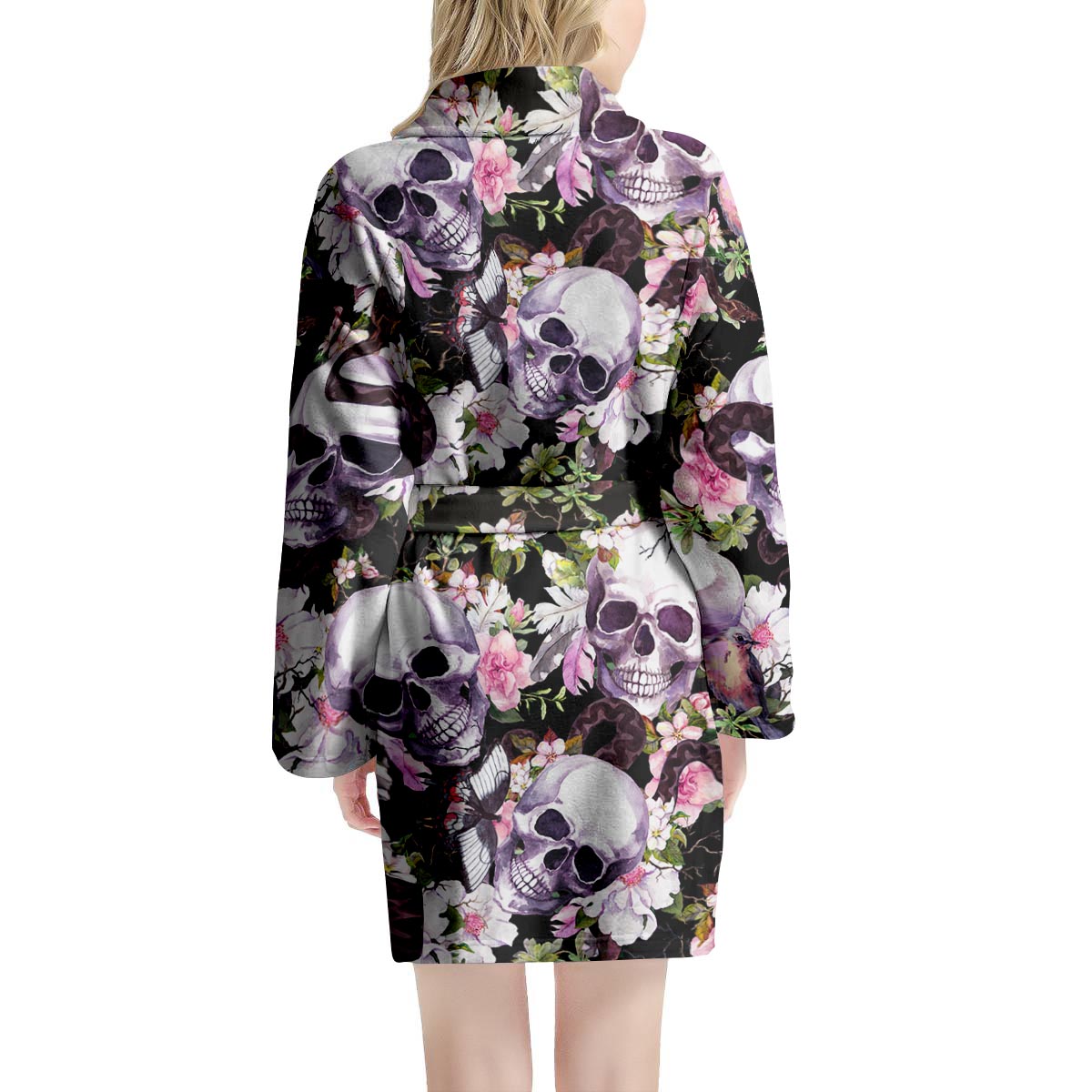 Flower Skull Women's Robe-grizzshop