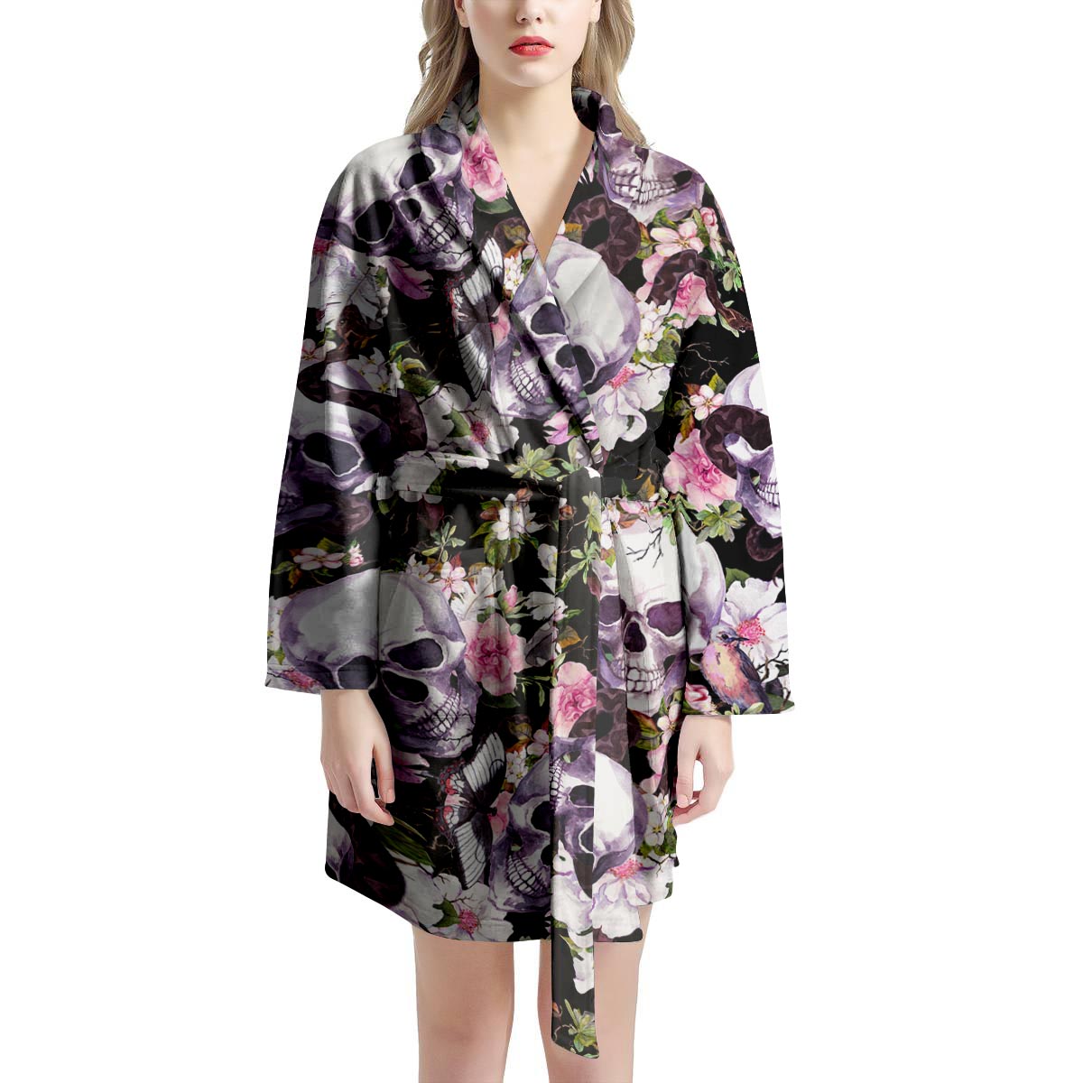 Flower Skull Women's Robe-grizzshop