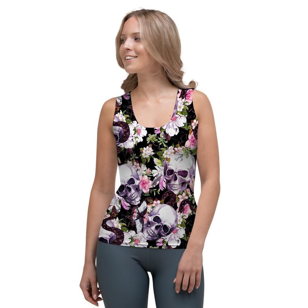 Flower Skull Women's Tank Top-grizzshop