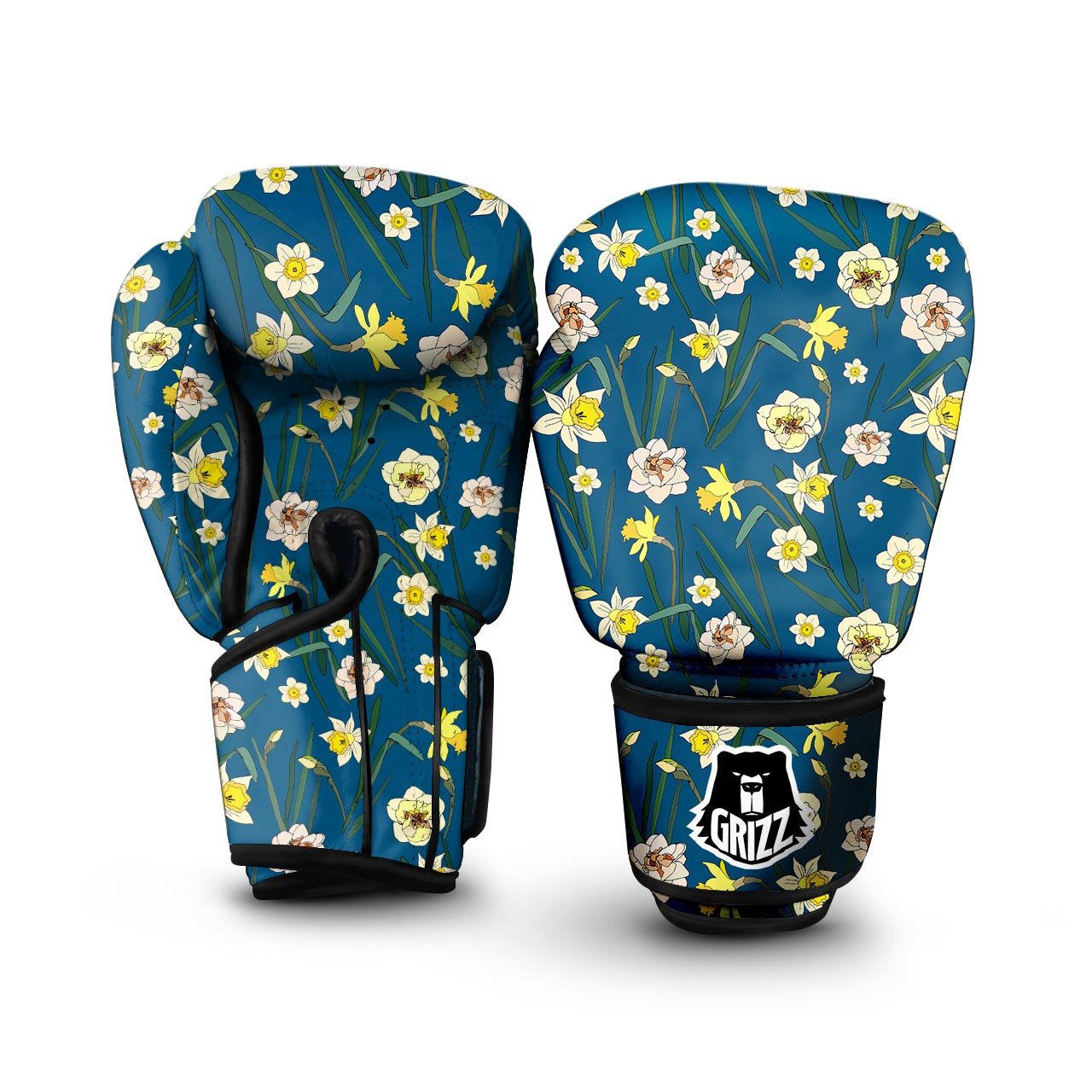 Flower Spring Daffodil Print Pattern Boxing Gloves-grizzshop