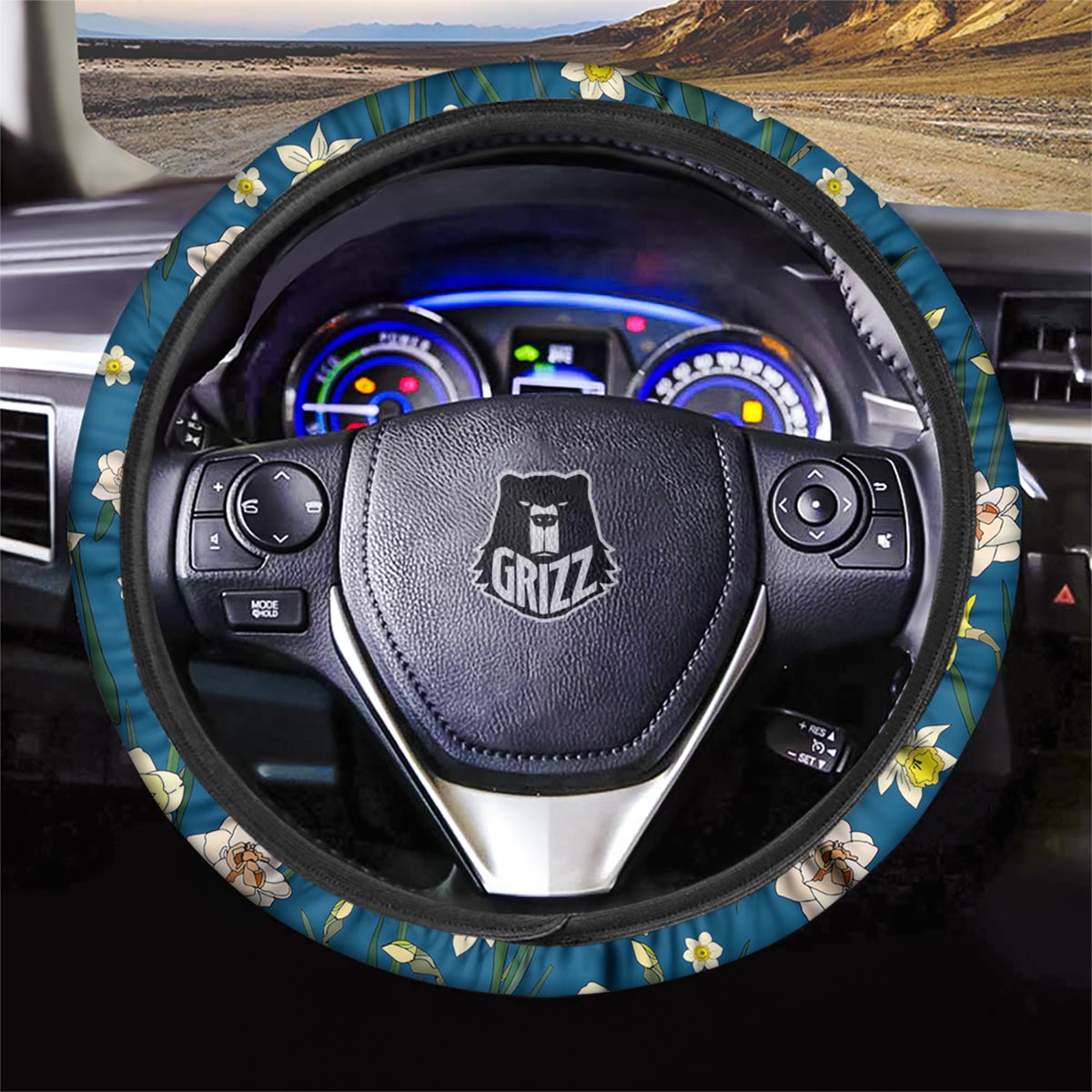 Flower Spring Daffodil Print Pattern Car Steering Wheel Cover-grizzshop