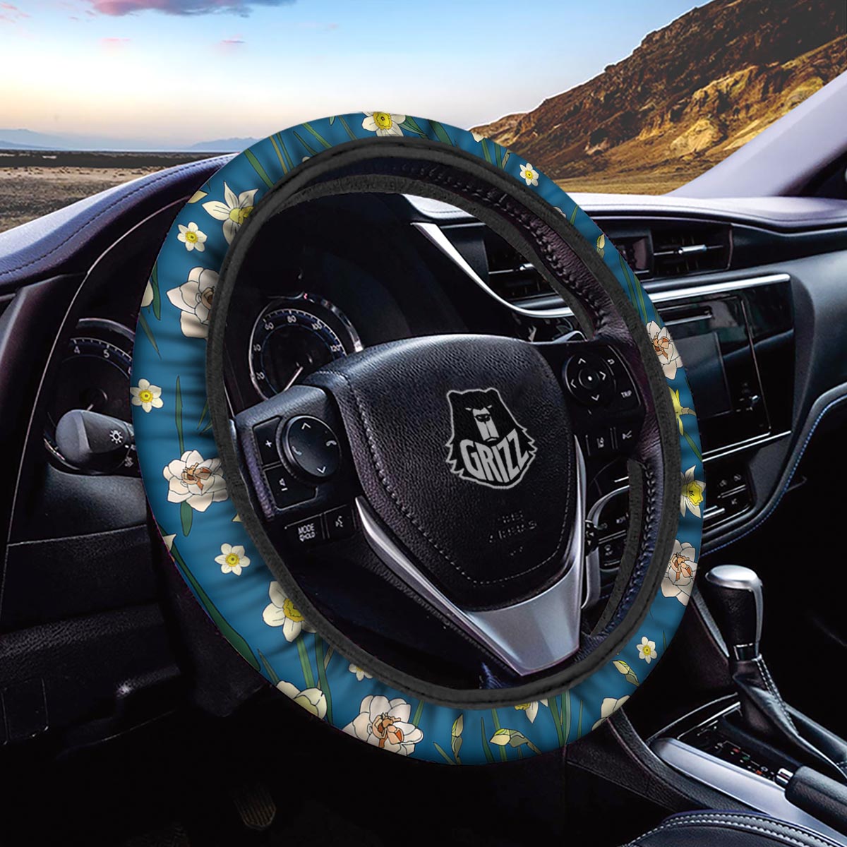 Flower Spring Daffodil Print Pattern Car Steering Wheel Cover-grizzshop