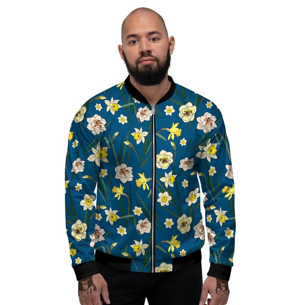 Flower Spring Daffodil Print Pattern Men's Bomber Jacket-grizzshop