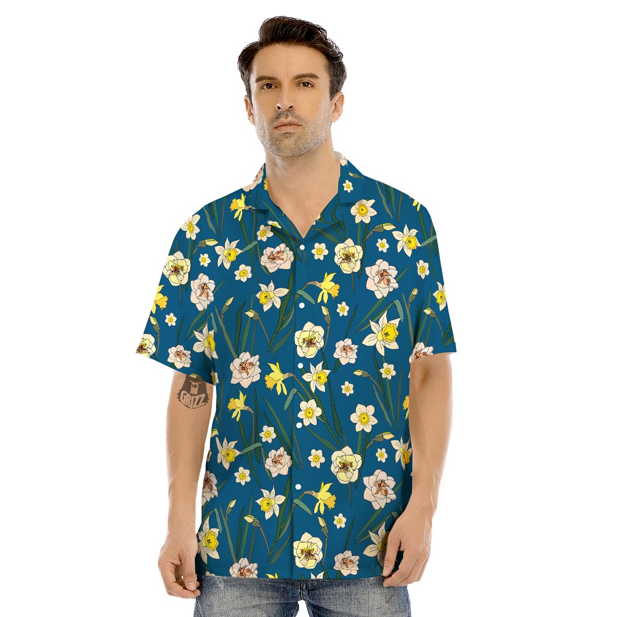 Flower Spring Daffodil Print Pattern Men's Hawaiian Shirt-grizzshop