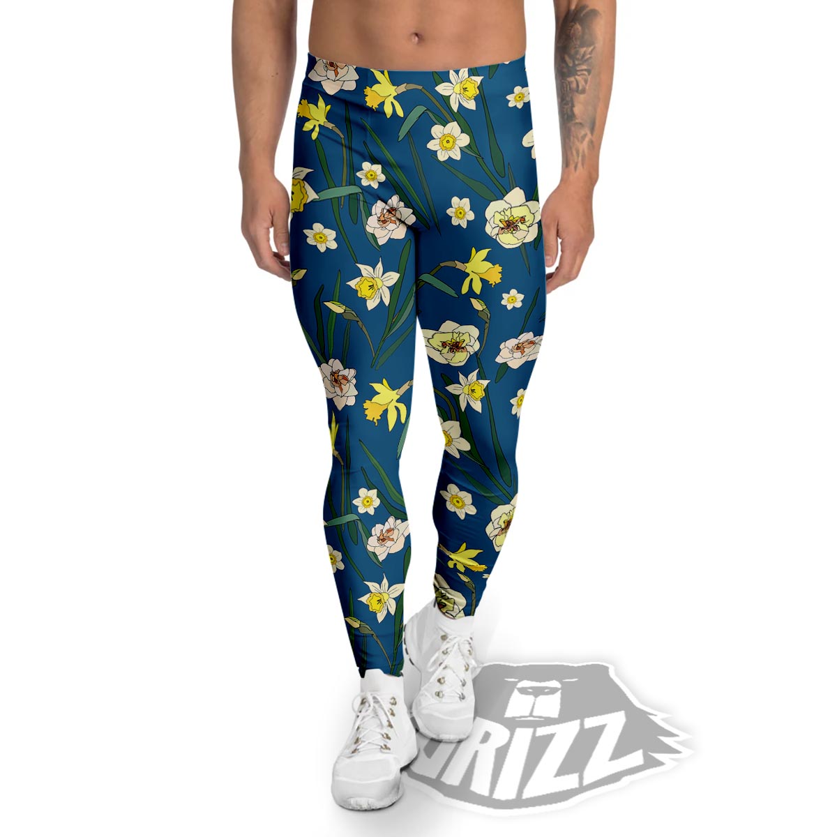 Flower Spring Daffodil Print Pattern Men's Leggings-grizzshop