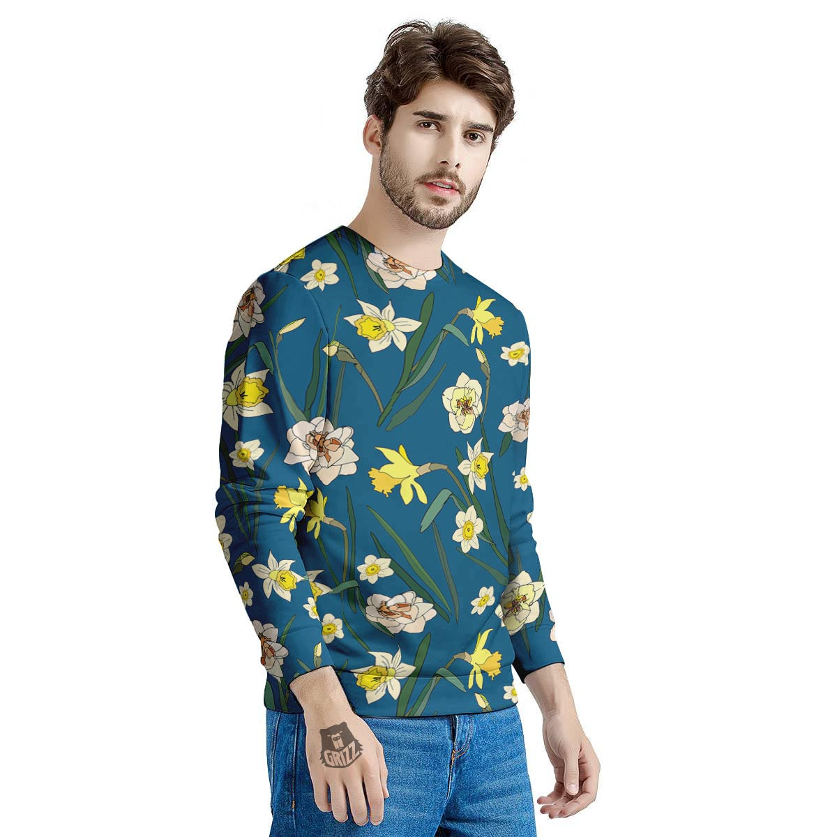 Flower Spring Daffodil Print Pattern Men's Sweatshirt-grizzshop