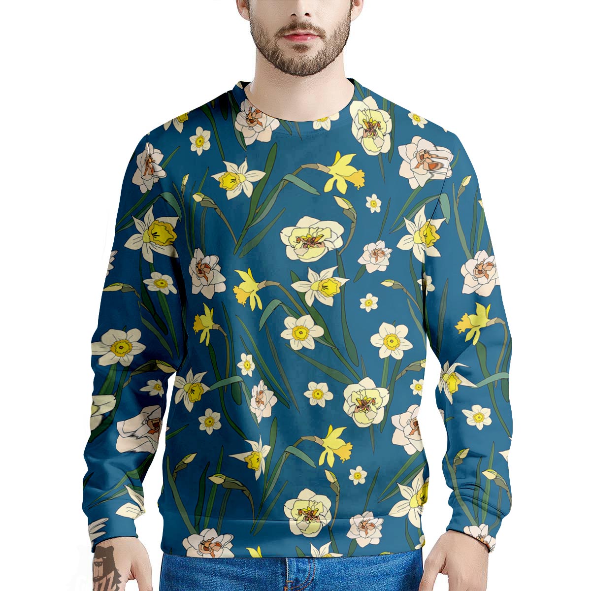 Flower Spring Daffodil Print Pattern Men's Sweatshirt-grizzshop