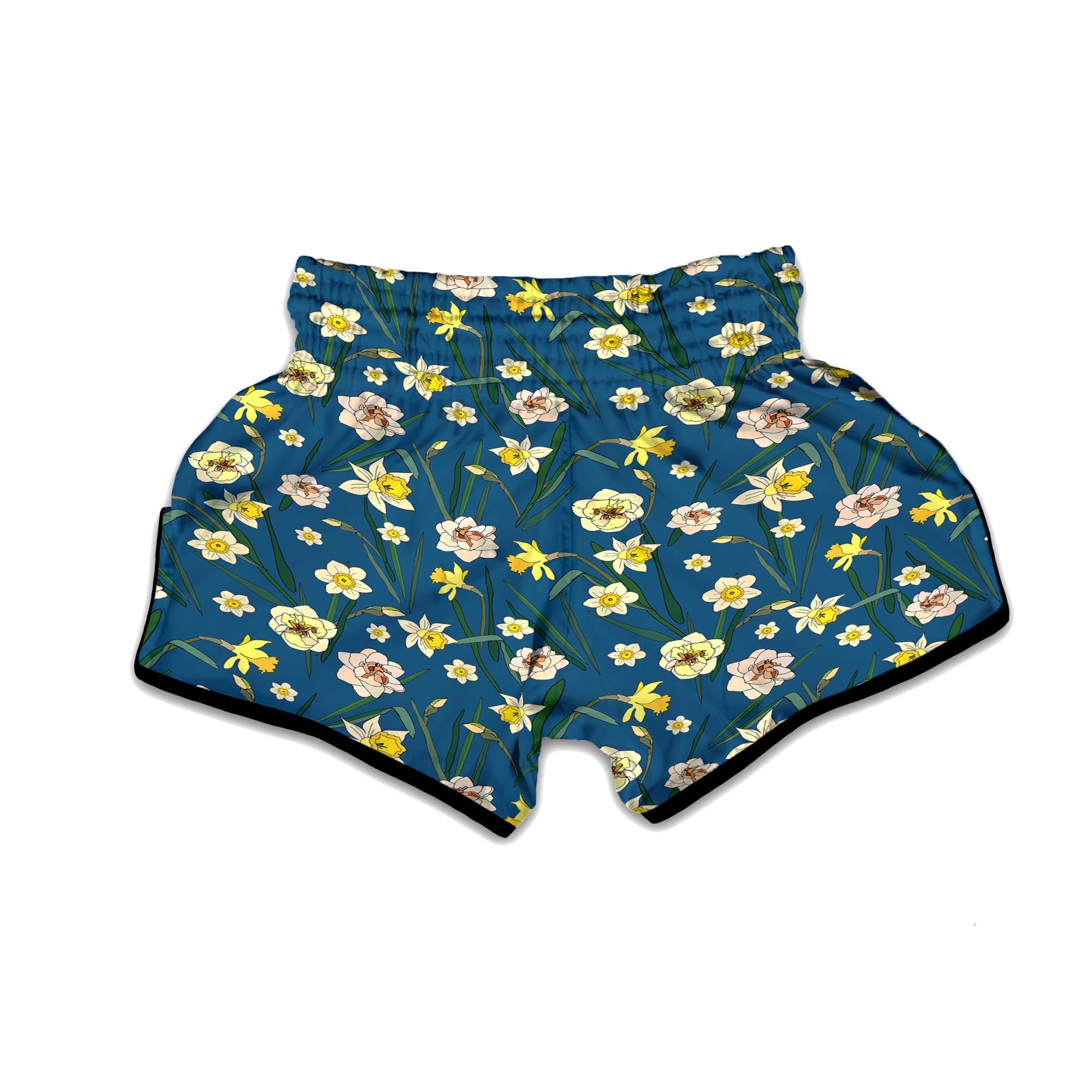 Flower Spring Daffodil Print Pattern Muay Thai Boxing Shorts-grizzshop