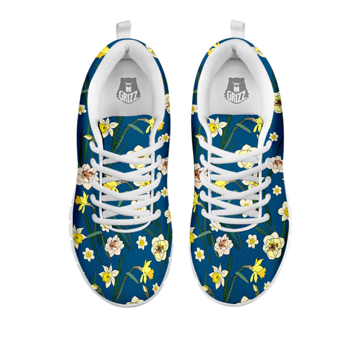 Flower Spring Daffodil Print Pattern White Sneaker-grizzshop
