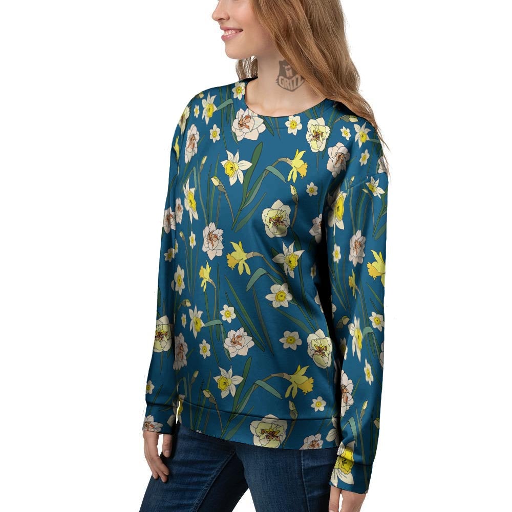 Flower Spring Daffodil Print Pattern Women's Sweatshirt-grizzshop