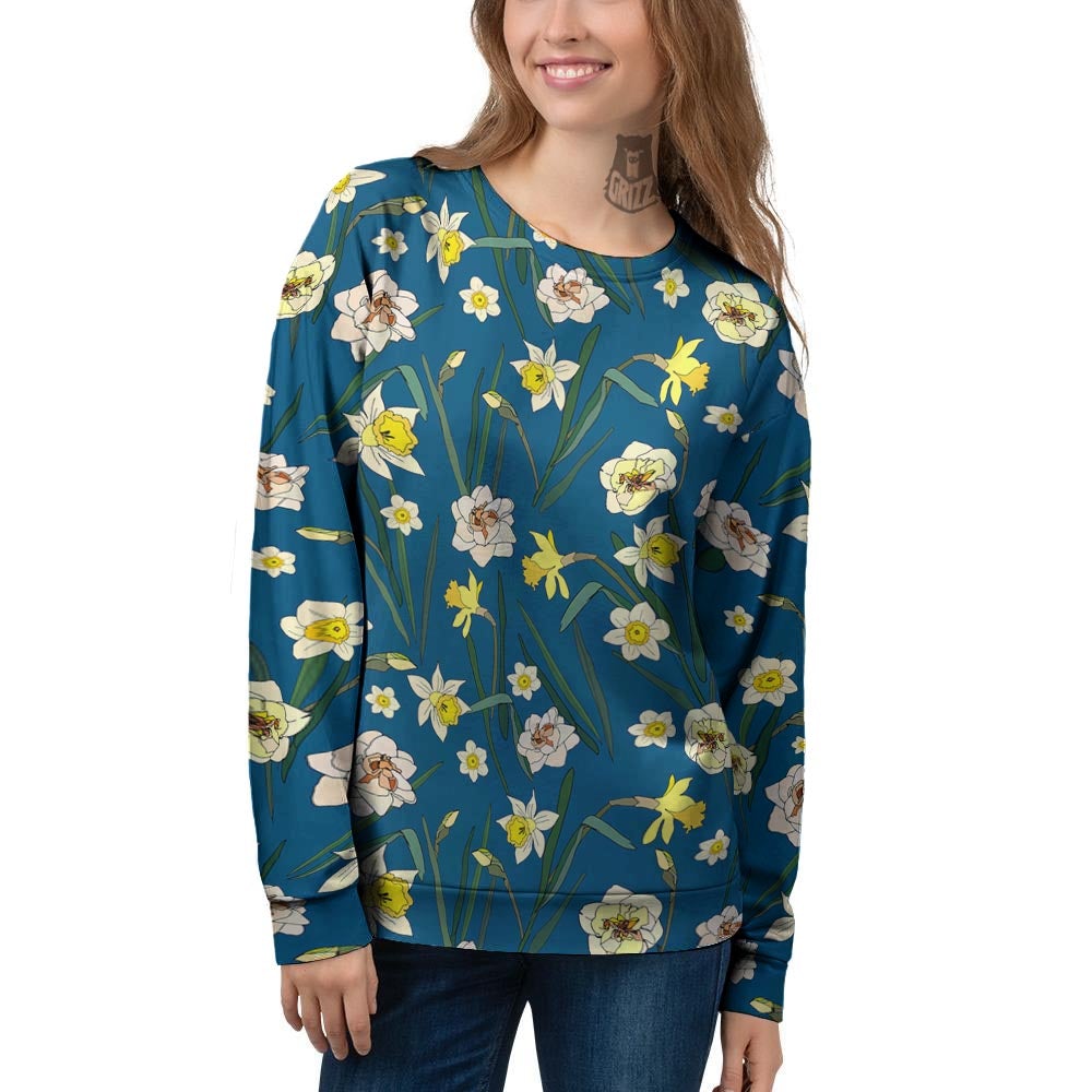 Flower Spring Daffodil Print Pattern Women's Sweatshirt-grizzshop