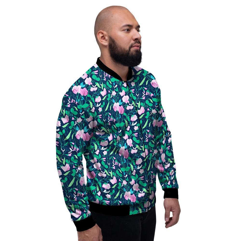 Flower Sweet Pea Print Pattern Men's Bomber Jacket-grizzshop