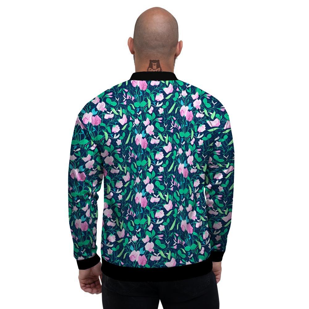 Flower Sweet Pea Print Pattern Men's Bomber Jacket-grizzshop