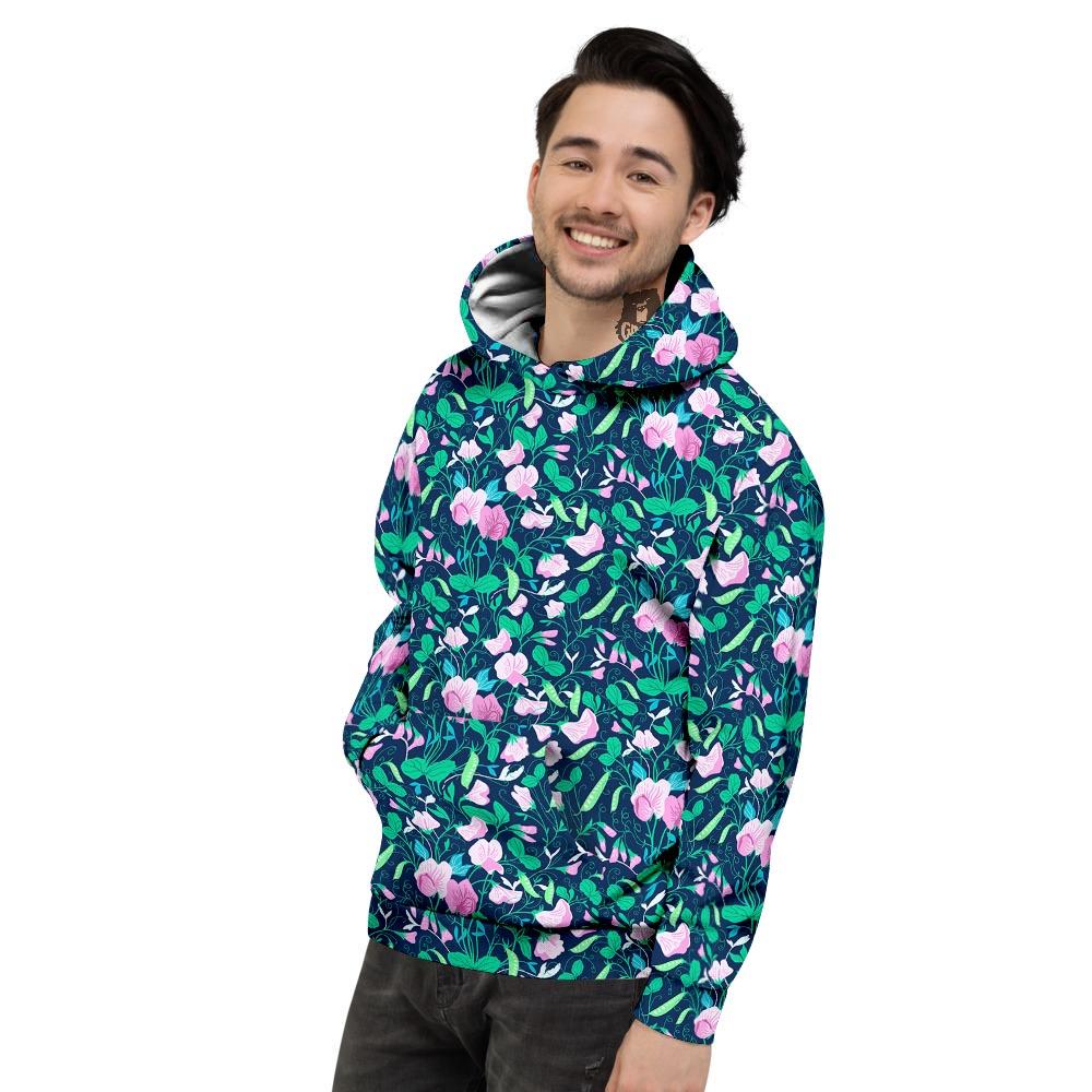 Flower Sweet Pea Print Pattern Men's Hoodie-grizzshop