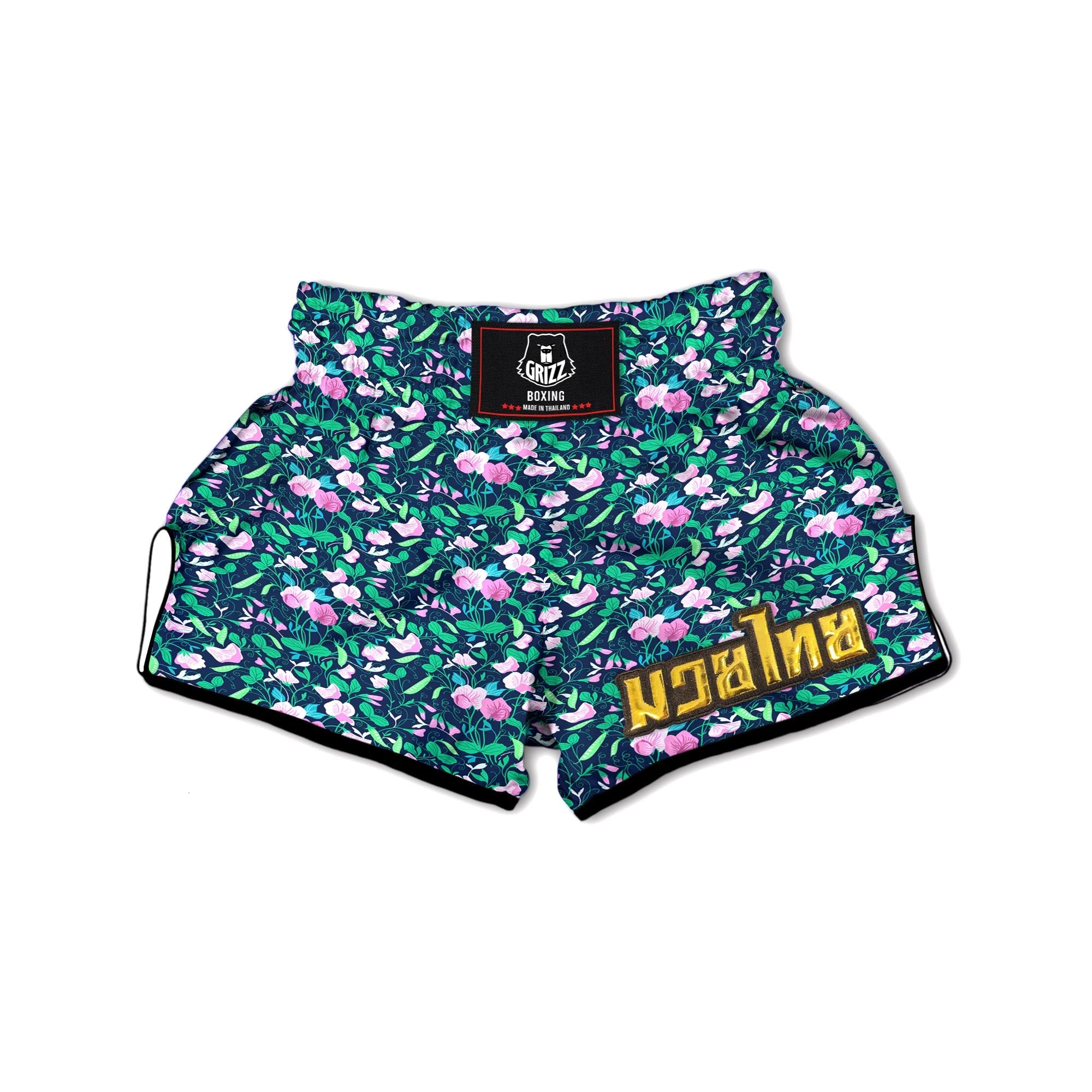 Flower Sweet Pea Print Pattern Muay Thai Boxing Shorts-grizzshop