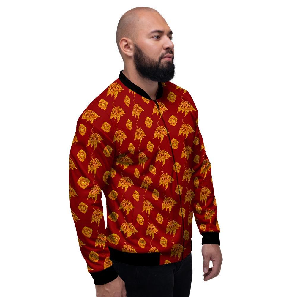 Flower Traditional Thai Print Pattern Men's Bomber Jacket-grizzshop