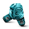 Flower Turquoise Rose Print Boxing Gloves-grizzshop