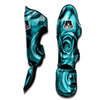 Flower Turquoise Rose Print Muay Thai Shin Guards-grizzshop