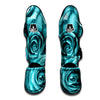 Flower Turquoise Rose Print Muay Thai Shin Guards-grizzshop