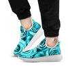 Flower Turquoise Rose Print White Athletic Shoes-grizzshop