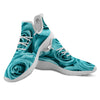 Flower Turquoise Rose Print White Athletic Shoes-grizzshop