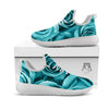 Flower Turquoise Rose Print White Athletic Shoes-grizzshop