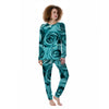 Flower Turquoise Rose Print Women's Pajamas-grizzshop